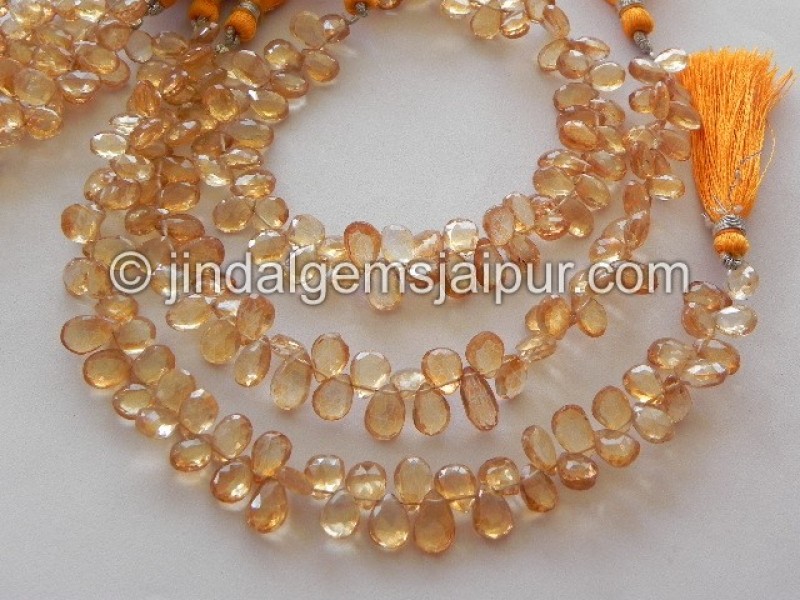 Golden Citrine Quartz Faceted Pear
